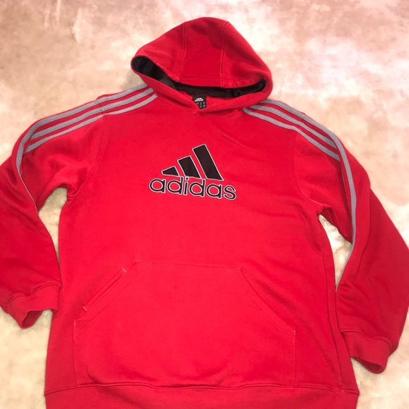 boys red adidas hoodie